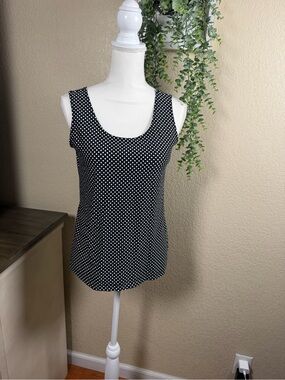 Chico's Black and White Polka Dot Scoop Neck Tank